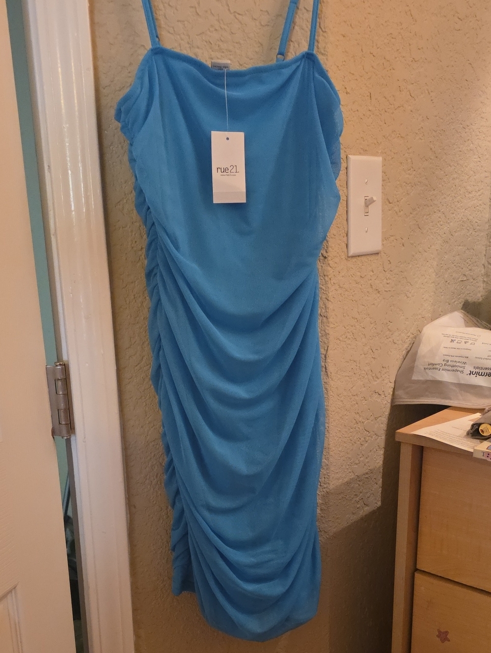Rue21 Sky Blue Ruched Midi Dress